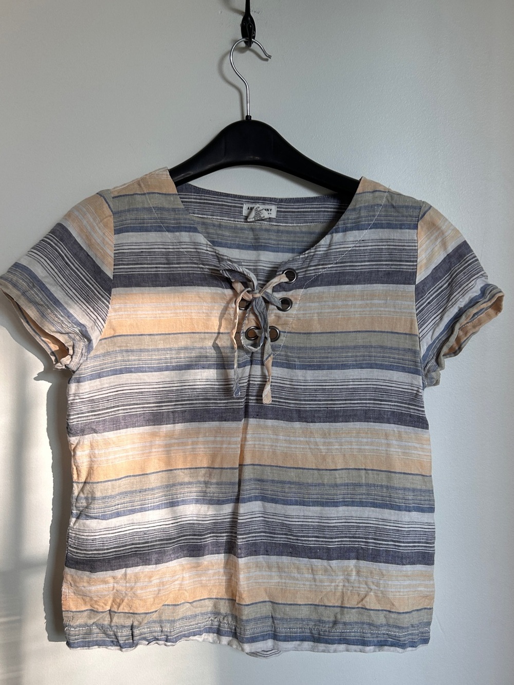 ARTISAN NEW YORK 100% LINEN SHORT SLEEVE TOP
